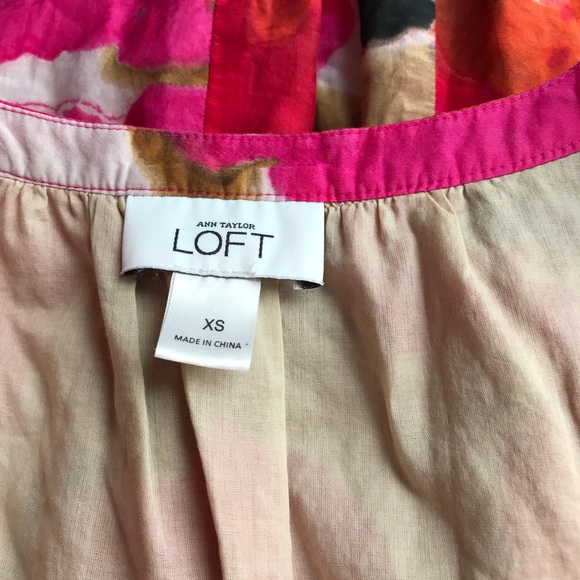 LOFT Lined Shift Dress Pink Floral Cotton Silk - Picture 5 of 5